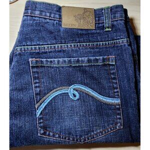 Y2K Brooklyn Xpress Embroidered Denim Jeans Mens Baggy Hip Hop Pipe